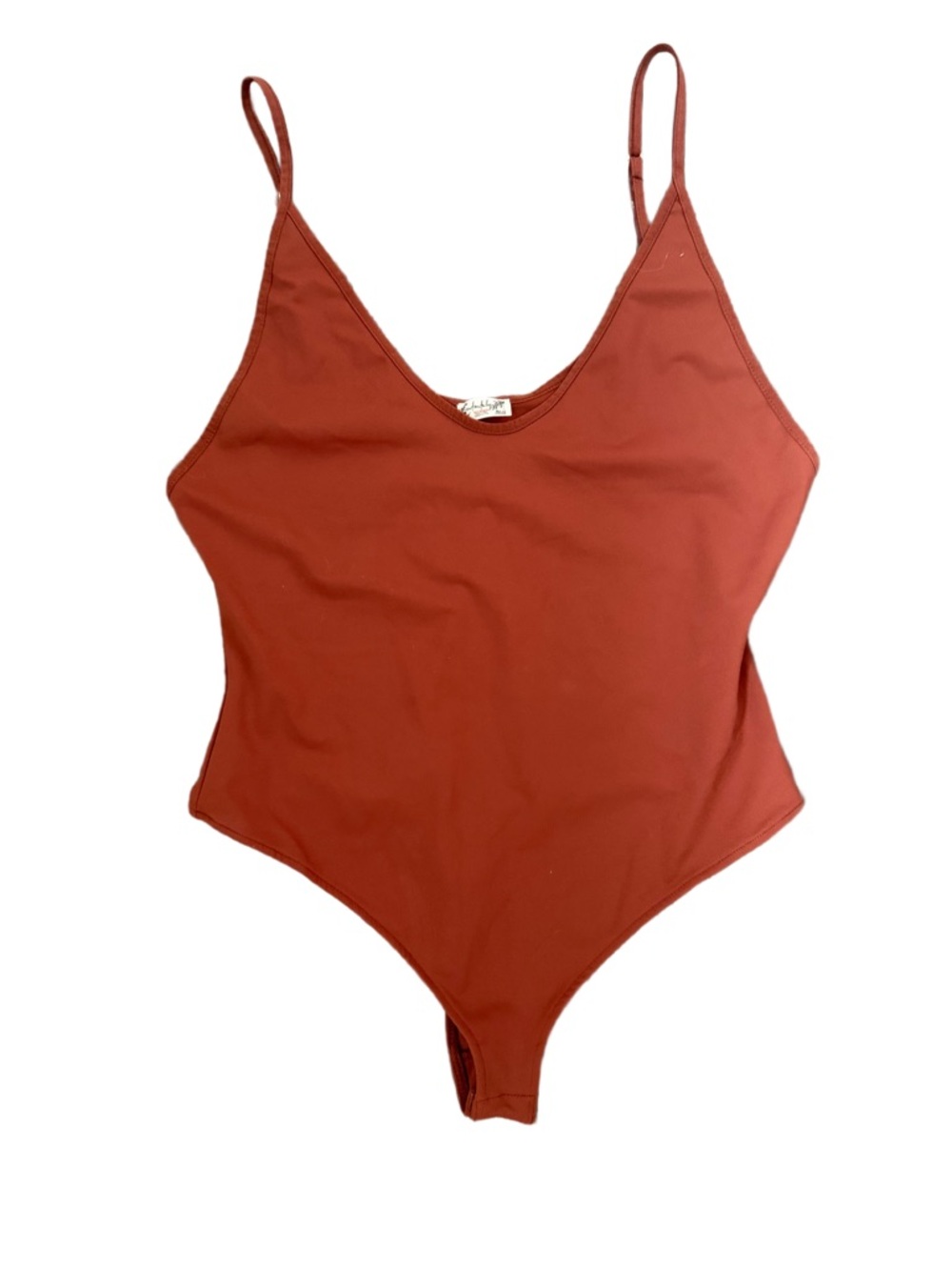 Free People Brick Red Scoop Neck Tank Bodysuit